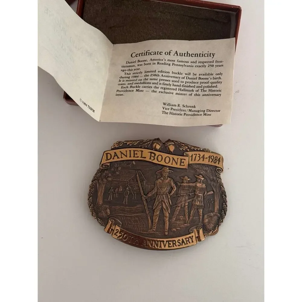 250th Anniversary Daniel Boone Commemorative Belt Buckle Bronze Americana 1984